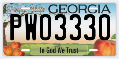 GA license plate PWO3330