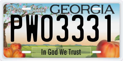 GA license plate PWO3331