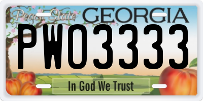 GA license plate PWO3333