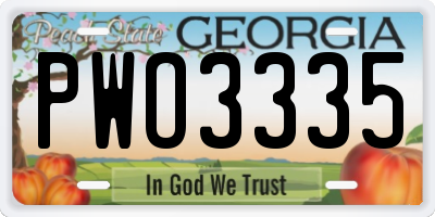 GA license plate PWO3335