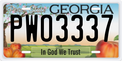 GA license plate PWO3337