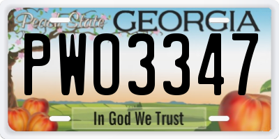 GA license plate PWO3347