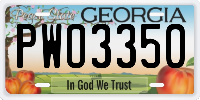 GA license plate PWO3350