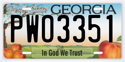 GA license plate PWO3351