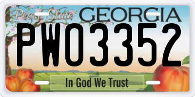 GA license plate PWO3352