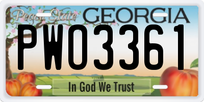 GA license plate PWO3361