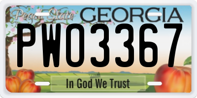 GA license plate PWO3367