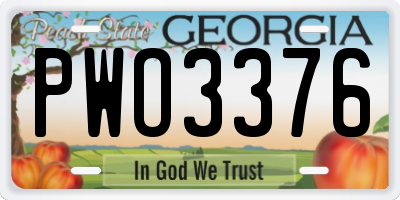 GA license plate PWO3376
