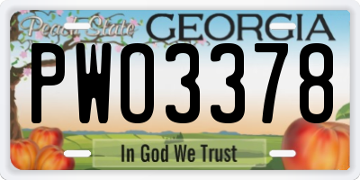 GA license plate PWO3378