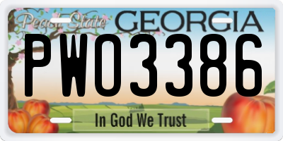 GA license plate PWO3386