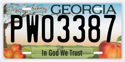 GA license plate PWO3387