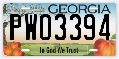GA license plate PWO3394