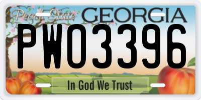 GA license plate PWO3396