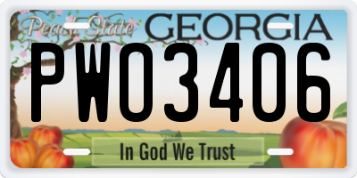 GA license plate PWO3406