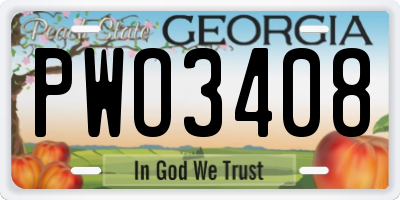 GA license plate PWO3408