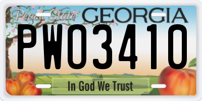 GA license plate PWO3410