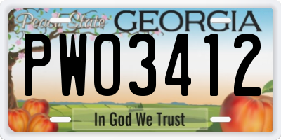 GA license plate PWO3412