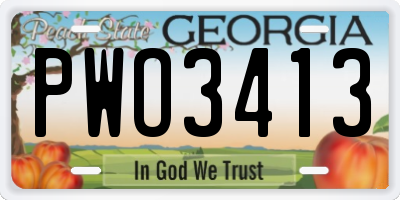 GA license plate PWO3413