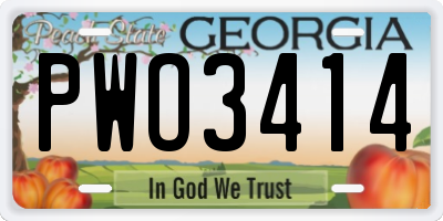 GA license plate PWO3414