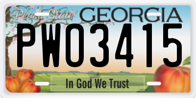 GA license plate PWO3415