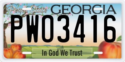 GA license plate PWO3416
