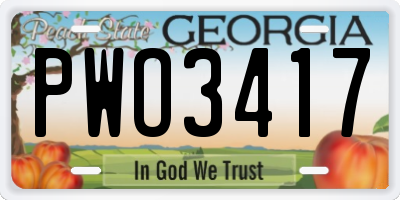 GA license plate PWO3417
