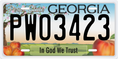 GA license plate PWO3423