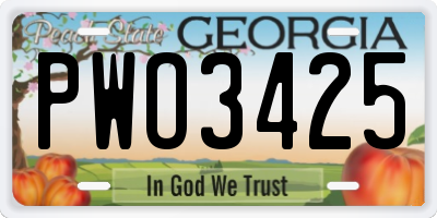GA license plate PWO3425