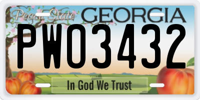 GA license plate PWO3432