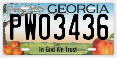GA license plate PWO3436