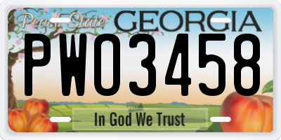 GA license plate PWO3458