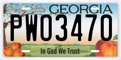 GA license plate PWO3470