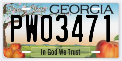 GA license plate PWO3471