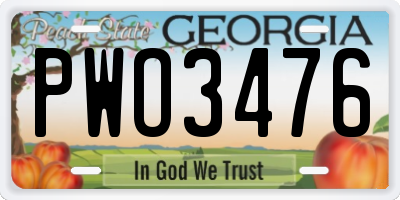 GA license plate PWO3476