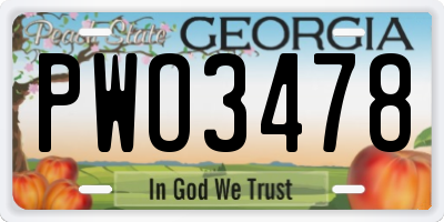 GA license plate PWO3478
