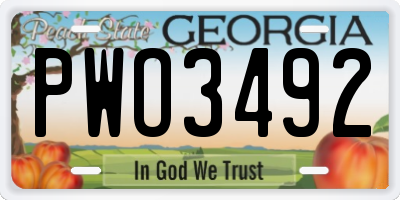 GA license plate PWO3492
