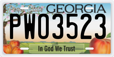 GA license plate PWO3523