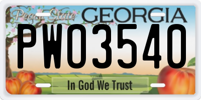 GA license plate PWO3540