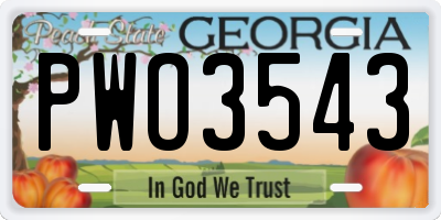 GA license plate PWO3543