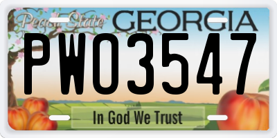 GA license plate PWO3547