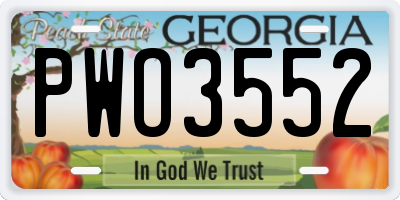 GA license plate PWO3552