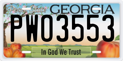 GA license plate PWO3553