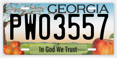 GA license plate PWO3557