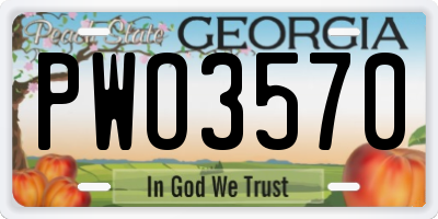 GA license plate PWO3570
