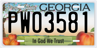 GA license plate PWO3581