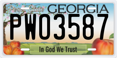 GA license plate PWO3587
