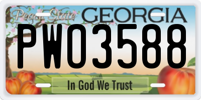 GA license plate PWO3588