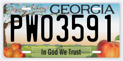 GA license plate PWO3591