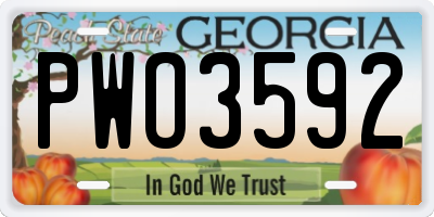 GA license plate PWO3592