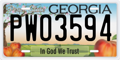GA license plate PWO3594